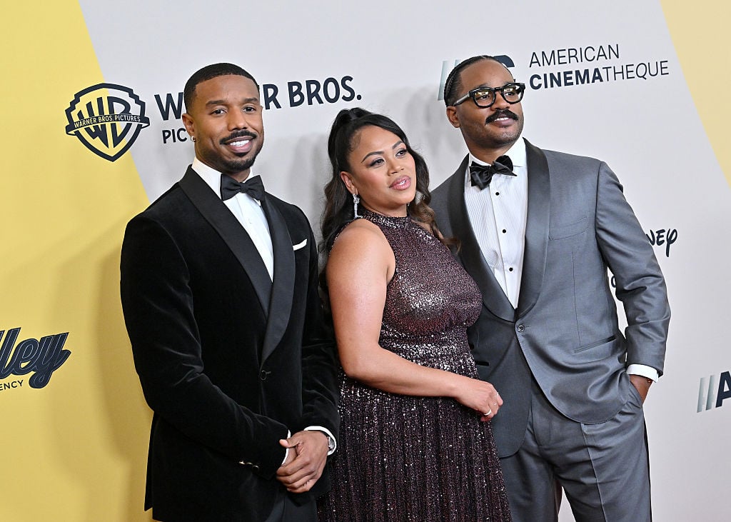 BEVERLY HILLS, CALIFORNIA - NOVEMBER 20: (L-R) Michael B. Jordan, Zinzi Coogler and Ryan Coogler attend the 39th American Cinematheque Award Ceremony Honoring Michael B. Jordan at The Beverly Hilton on November 20, 2025 in Beverly Hills, California.