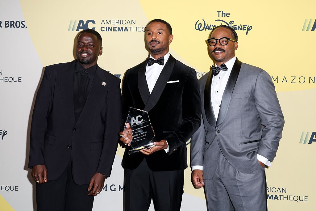 BEVERLY HILLS, CALIFORNIA - NOVEMBER 20: (L-R) Daniel Kaluuya, Michael B. Jordan, and Ryan Coogler attend the 39th annual American Cinematheque Awards Honoring Michael B. Jordan at The Beverly Hilton on November 20, 2025 in Beverly Hills, California. 